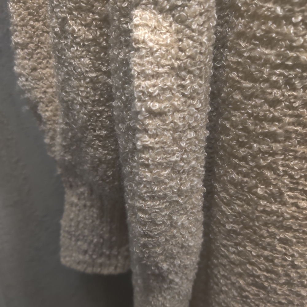 Vintage SIDEFFECTS Cream Off-white Fuzzy Knit Duster Sweater Womens L Large - Picture 10 of 13